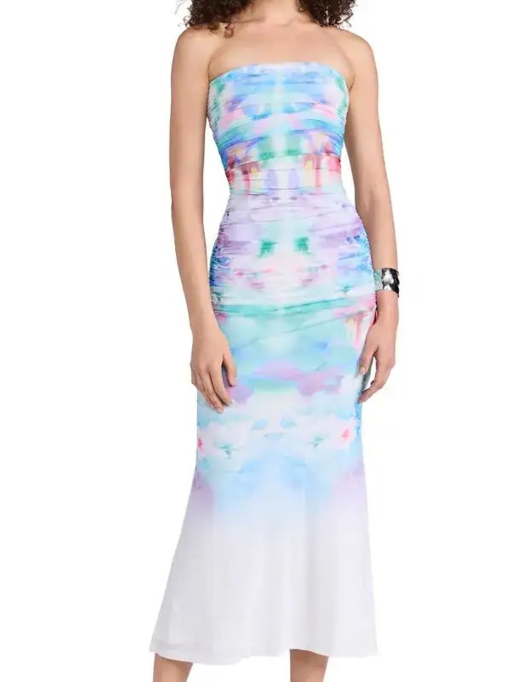 AFRM CHARLOTTE STRAPLESS DRESS BLUE PINK PURPLE